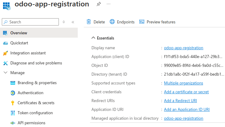 Registrierung einer Microsoft-Azure-App