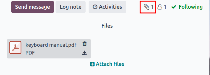 Büroklammer-Symbol im Chatter anzeigen, um Dateien an eine Stückliste anzuhängen.