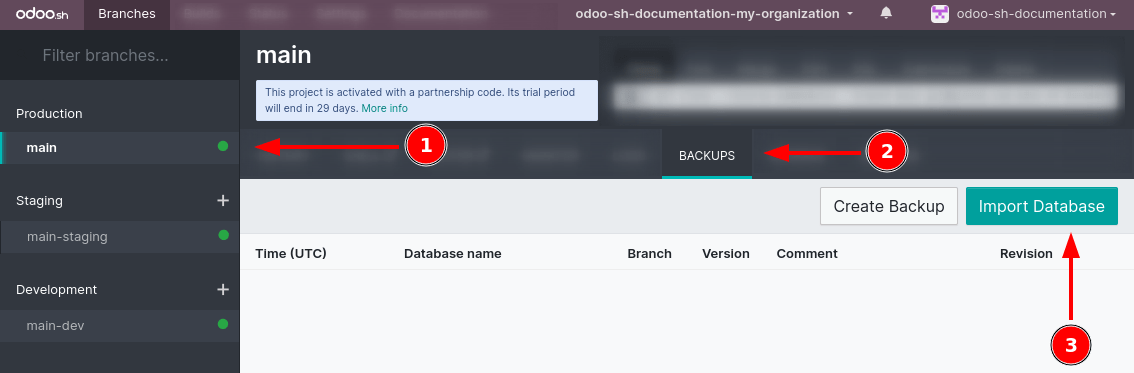 Importieren einer Datenbanksicherung auf Odoo.sh