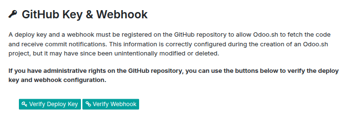 Die GitHub-Schlüssel- und Webhook-Einstellung