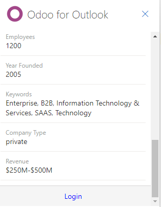 Anmeldung in der Odoo-Datenbank