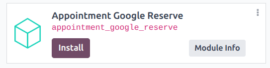 Das Google-Reserve-Modul in der Odoo-Apps-Anwendung.