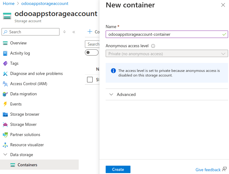 Erstellung eines Microsoft-Azure-Containers