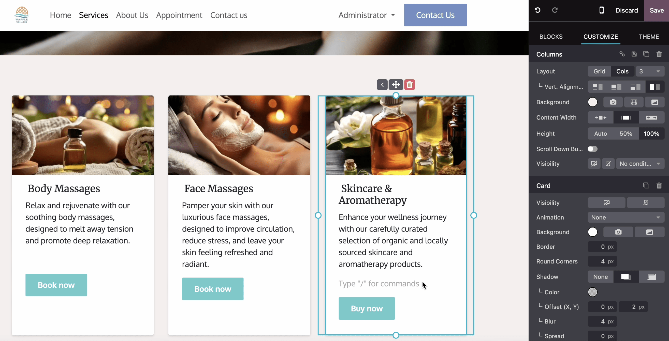 Tippen Sie /, um Website-Elemente hinzuzufügen.
