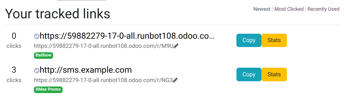 Eine Übersicht aller Links, die Sie verfolgen.