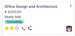Una oportunidad de venta con la opción de eliminar una llamada del widget de VoIP.