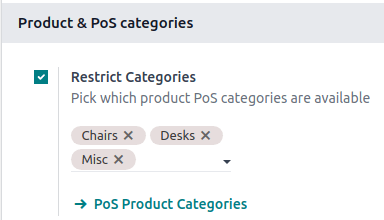 Configuración para configurar la función de restricción de categoría