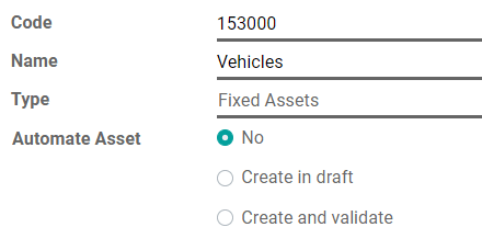 Odoo अकाउंटिंग में असेट अकाउंट का कॉन्फ़िगरेशन