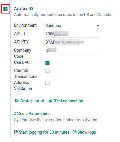 AvaTax सेटिंग कॉन्फ़िगर करें