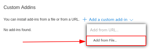Outlook में कस्टम add-ins