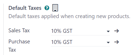 डिफ़ॉल्ट GST रेट