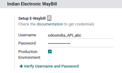 E-way बिल सेटअप odoo