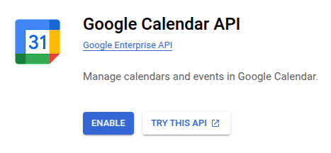 Google कैलेंडर एपीआई सक्षम करें।