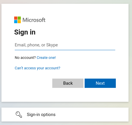 Microsoft लॉगिन क्रेडेंशियल दर्ज करें।