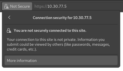 Mozilla Firefox ब्राउज़र में Connection is not secure बटन