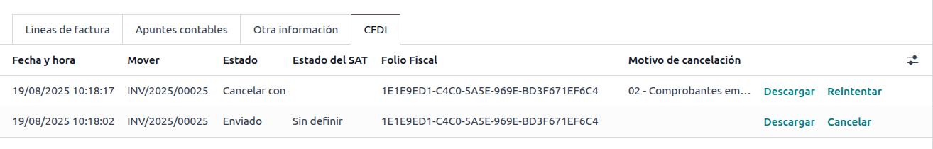 CFDI Origin के साथ पुराना इनवॉइस।