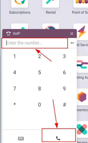 Odoo VoIP विजेट का उपयोग करके कॉन्फ्रेंस एक्सटेंशन से कनेक्ट करना।
