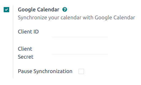 सामान्य सेटिंग में Google Calendar चेकबॉक्स।