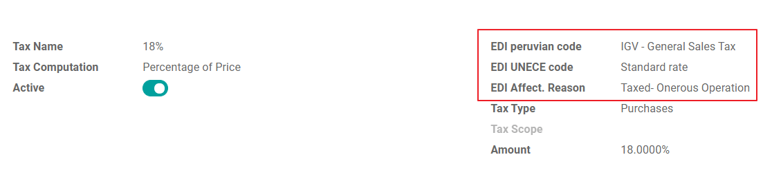 ペルー向け税\ EDI\ データ。