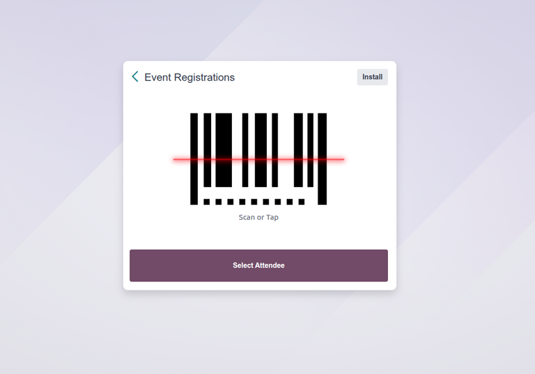 Odoo 活动应用程序中的签到处页面。