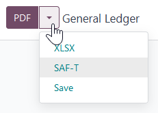 Die SAF-T-Schaltfläche zum Exportieren der Datei im XML-Format.
