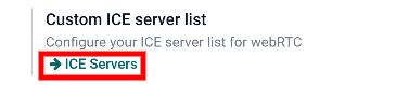Die Schaltfläche „ICE-Server“ in den allgemeinen Einstellungen von Odoo.
