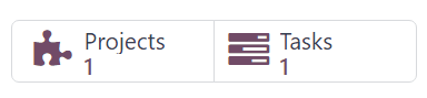 Wie die intelligenten Schaltflächen „Projekte“ und „Aufgaben“ auf einem Verkaufsauftrag in Odoo Verkauf aussehen.