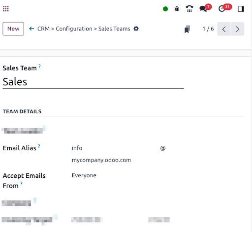 Der lokale Teil „info“ wird als Alias für das Verkaufsteam verwendet.