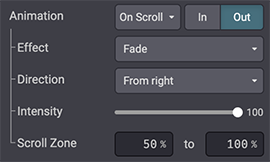 Animation on scroll options