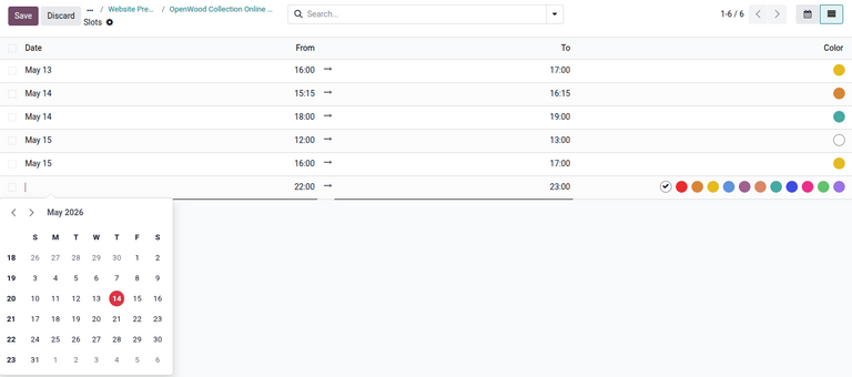 Adding a slot in the list view.