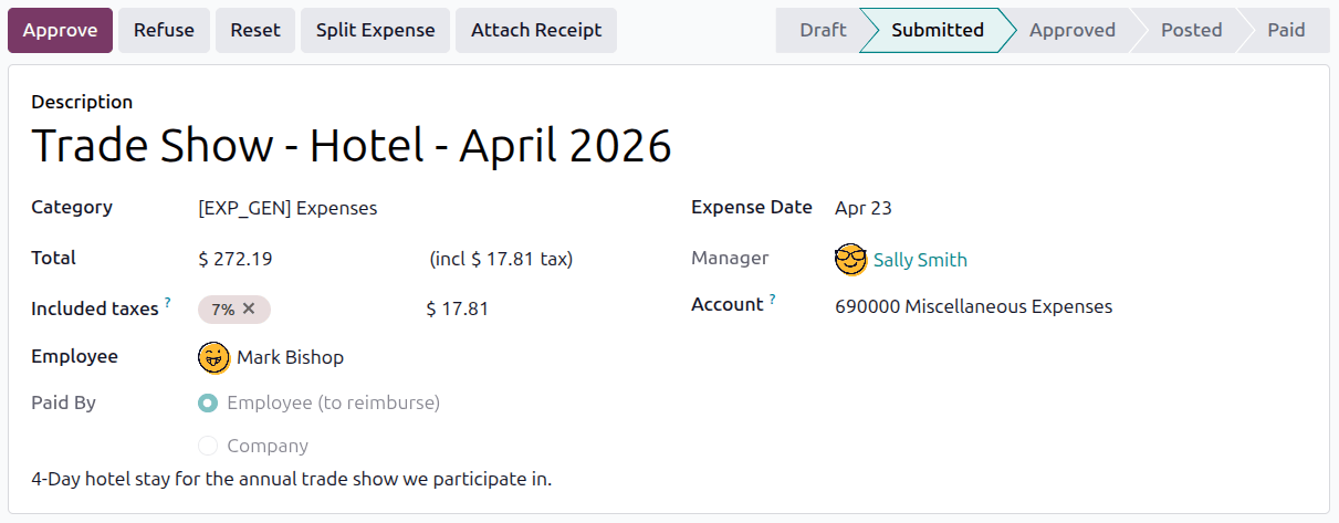 An individual expense report that can be approved or refused.