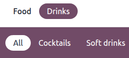 Categories and subcategories in kiosk mode.