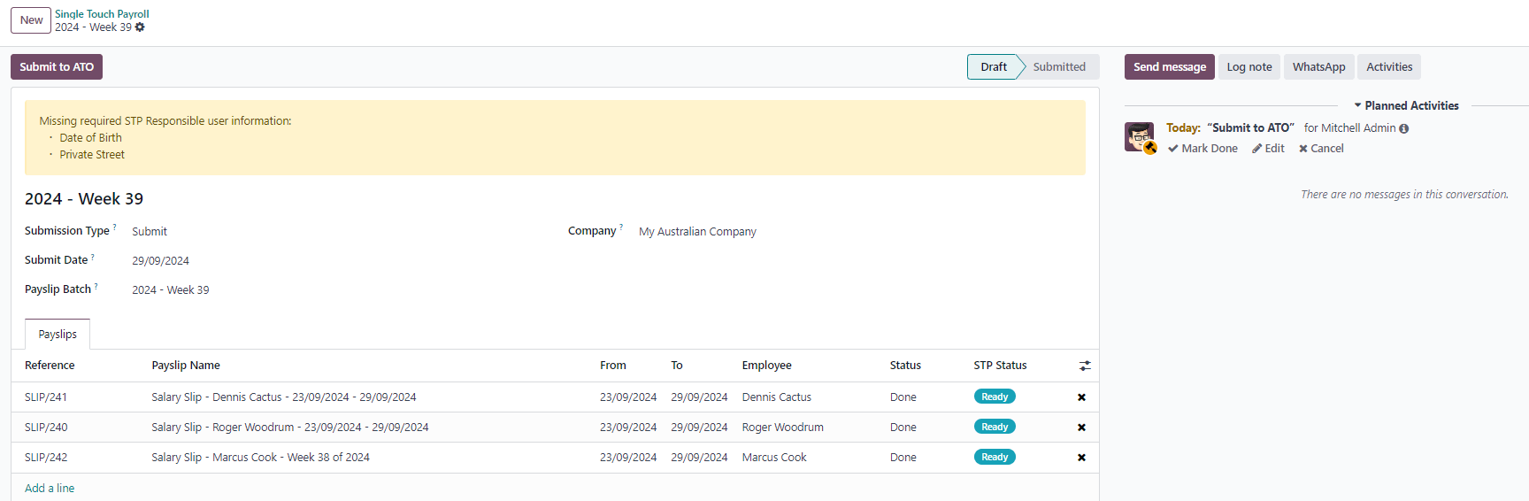 Example of an STP record.