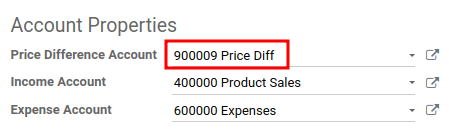 Cuenta que se crea para la diferencia de precios.