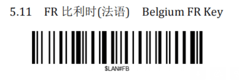 Código de barras para el teclado belga FR.