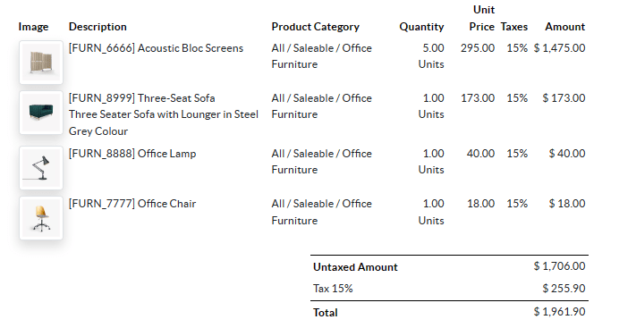 कोटेशन टेबल में प्रॉडक्ट इमेज के साथ कॉलम जोड़ें।