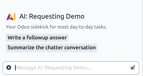 एजेंट के साथ बातचीत में बटन के रूप में कॉन्फ़िगर किए गए एआई प्रॉम्प्ट।