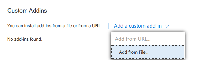 Outlook में कस्टम add-ins