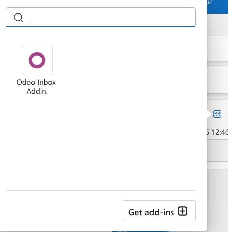 Outlook के लिए Odoo add-in बटन