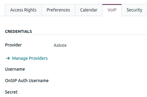 ユーザプロファイルでの\ Axivox\ 認証情報