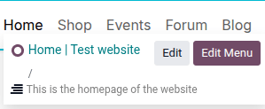 Access the menu editor while in Edit mode.