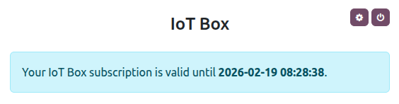 HTTPS 証明書の有効期限が記載された IoT Box ホームページ。