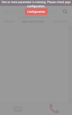*Odoo 电话*小部件中的缺少参数消息。